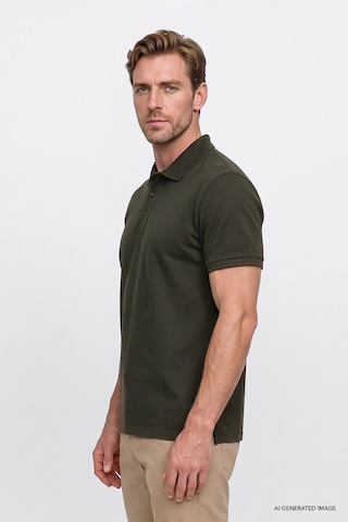 AC&Co / Altınyıldız Classics Altinyildiz Classics Erkek Haki Slim Fit Dar Kesim Polo Yaka %100 Pamuk Kısa Kollu Tişört 4A4820200001HAKS Haki