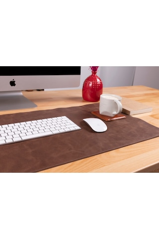 Still & Silent Saddle Brown Gerçek Deri Desk Mat Apple Uyumlu MacBook Altlığı