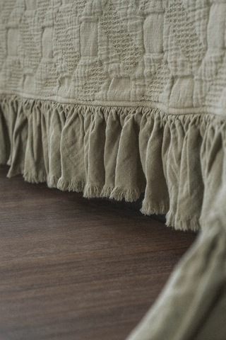 Ecocotton Tanya Açık Yeşil %100 Organik Pamuk Çift Kişilik Pike Yatak Örtüsü Takımı Açık Yeşil