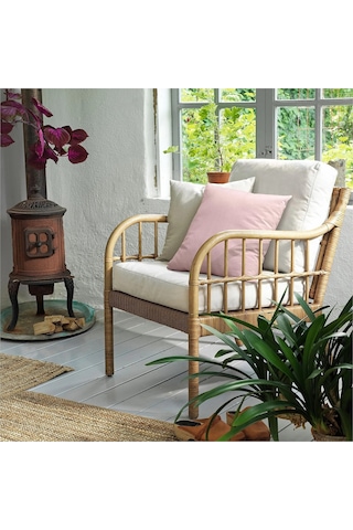 Ikea Beyaz Şık Berjer Koltuk - Rattan Koltuk