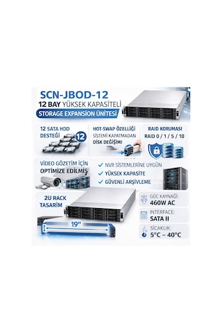 12 Disk Kapasiteli Rackmount Jbod Depolama Ünitesi 2u Server Kasası, Hot-swap Hdd