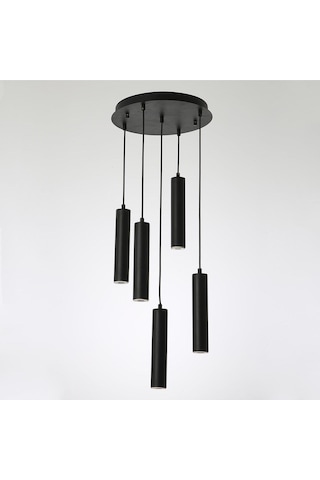 Dekoratif 5 Li Oturma-giyinme Odası Metal Sarkıt 23 Cm Texture Siyah-beyaz Günışığı Ampullü