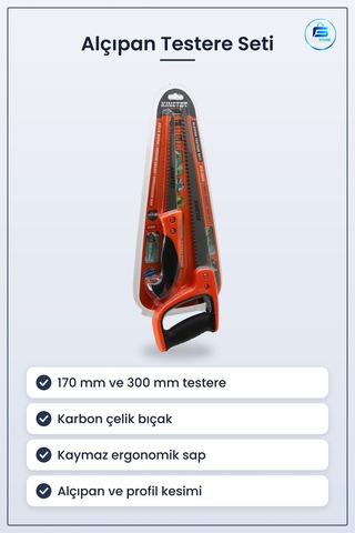 Alçıpan Testere Seti 170mm 300mm Çelik Bıçaklı Ergonomik Saplı Ma