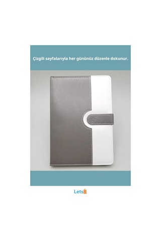 Tarihsiz Ajanda Defter Beyaz Gri 21x14.5 Cm Termo Deri A5 Çok Renkli