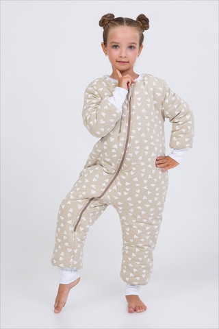 Kız Erkek Çocuk Kalın Elyaf Dolgulu Premium Kalite 2.5 Tog Desenli Uyku Tulumu Koyu Bej