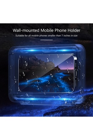 Springsun Duşta Kullanım İçin Su Geçirmez Dokunmatik Duvara Monte Telefon Tutucu - 360 Dönebilir Mavi