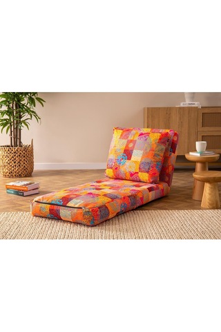Pafu Taida Tekli Katlanır Yataklı Uzanma Koltuğu Patchwork Turuncu