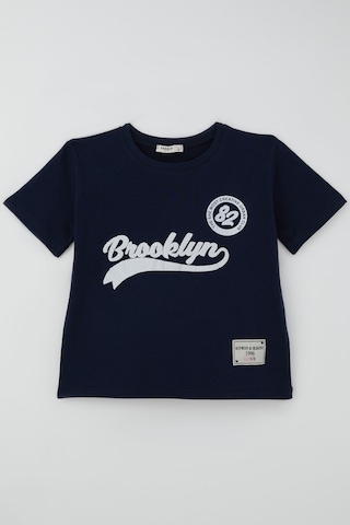 Breeze Kız Çocuk Pantolonlu Takım Brooklyn Yazı Baskılı Bağcıklı 8-14 Yaş, Lacivert