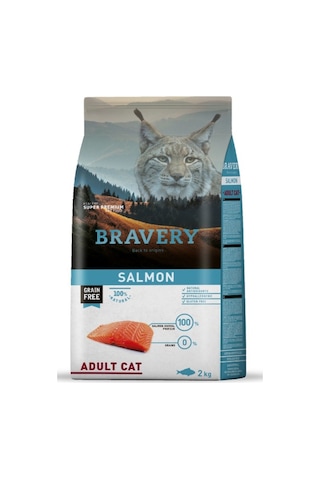 Bravery Tahılsız Somonlu Yetişkin Kedi Maması 2 KG