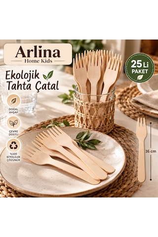 16 Cm Ekolojik Tahta Çatal 25 Li Ahşap