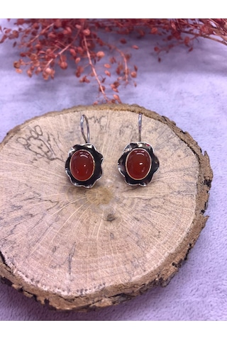 Nsa Gümüş Akik Taşlı Gümüş Küpe 925 Ayar Taş N11.10730