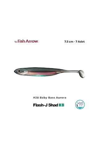Fish Arrow Flash J Shad 7.5cm 3'' 28 Baby Bass Aurora Silikon Balık 7 Adet