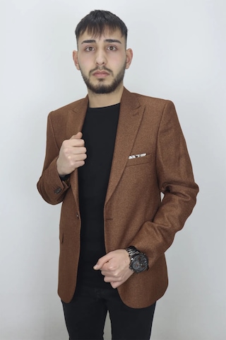 Dmctekstil Duayen Erkek İtalyan Kesim Dar Kalıp Tek Düğme Yazlık Blazer Ceket Taba