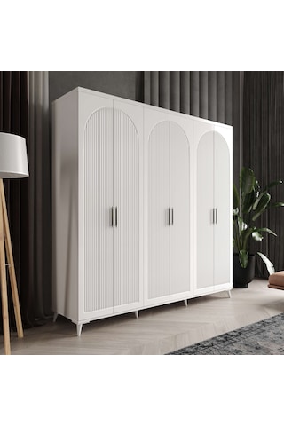 Oslo 6 Kapaklı Komple Mdf Beyaz Gardırop