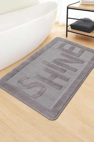 Doğal Kaymaz Taban Banyo Paspas Uzun Ömürlü Yumuşak Dokulu Su Emici Yıkanabilir Shine 60x100 Gri