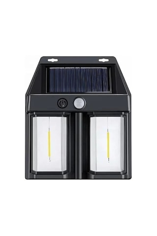 Rustik Ampul İkili Solar Duvar Aplik Güneş Enerjili Hareket Sensörlü Renkli