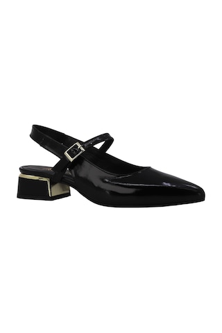 Albini Hakiki Rugan Deri Tokalı Slingback Kadın Topuklu Ayakkabı Alb26109519yr Siyah