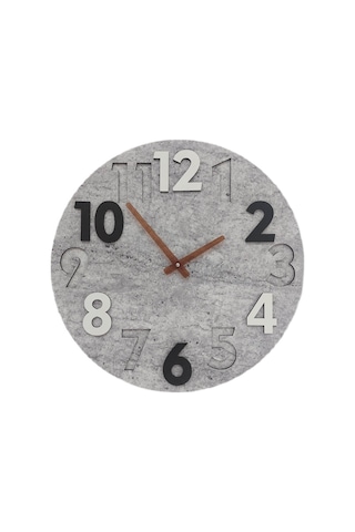 CajuArt Modern Yuvarlak Siyah Beyaz Kabartma 40 cm Duvar Saati Beyaz