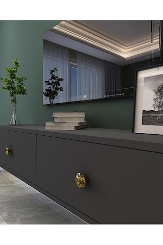 Tda1202a - Zuzu Duvara Montaj Tv Stand Antrasit-gold 120cm Antrasit / Koyu Gri