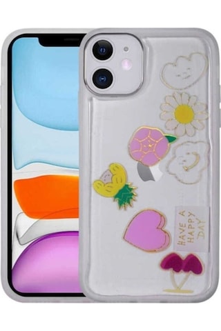 Apple Uyumlu iPhone 11 Kılıf Figürlü Desenli Işıltılı Sert Zore Sos Kapak NO3