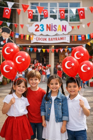 Milli Bayram Süsleme Paketi Atatürk Flama Türk Bayraklı Balon Çubuklu Bayrak 23 Nisan 29 Ekim Süsü Tüm Yaşlar