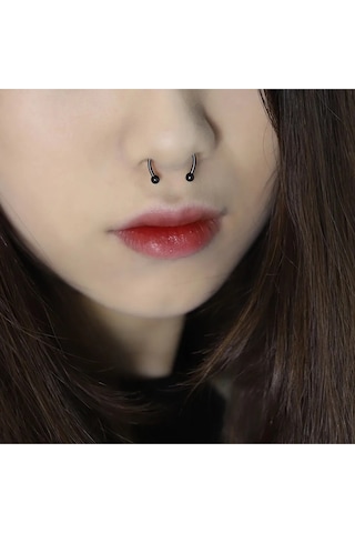 Siyah Burun Ucu Mıknatıslı Septum Piercing Fake Deliksiz Küpe