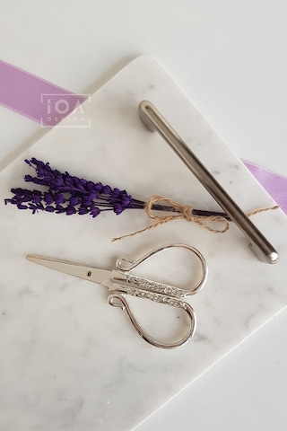 Nişan Makası Gümüş Renk Mor Lavanta Kuru Çiçek Demeti