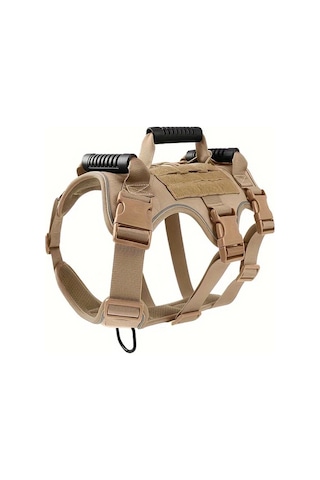 Honeybeeshop Khaki Xl Dayanıklı Köpek Taktik Tasması Rahat Göğüs Kayışı İle Ayarlanabilir Eğitim Donanımı Altın