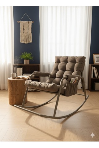 Roket Sallanan Koltuk Rahat Tv, Okuma Ve Emzirme Sandalyesi Yumuşak Minderli Kahverengi