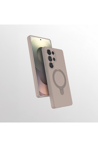 Zore Samsung Galaxy Uyumlu S25 Ultra Kılıf M-safe Şarj Özellikli Standlı Omsy Samara Kapak - Desert Gold Altın