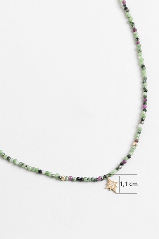 Kutup Yıldızı Figürlü Turmalin Taşlı 41 Cm 14 Ayar Altın Kolye