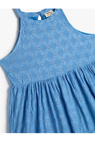 Koton Elbise Halter Yaka Fistolu Katlı Rahat Kesim Mavi 4skg80003ek Mavi