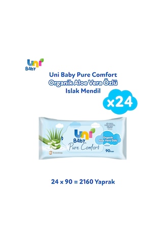 Uni Baby Pure Comfort Organik Aloe Vera Özlü Islak Mendil 24'lü