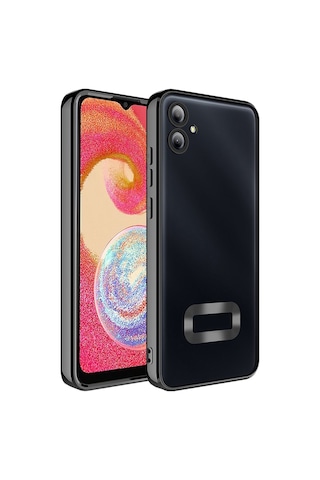 Galaxy A06 Uyumlu Kılıf Kamera Korumalı Logo Gösteren Zore Omega Kapak-siyah Siyah