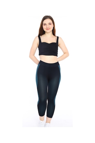 Escetic Kadın Spor Siyah Kısa Tayt, Yumuşak Kumaş-4303 - Xs/s