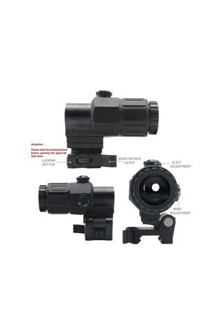 Magnifier 5x Yakınlaştırmalı Dürbün 22mm Ray Uyumlu, Katlanır Yaylı Ayaklı