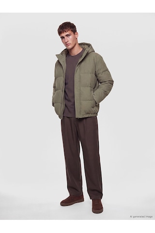 Lcw Vision Yeşil Regular Fit Kapüşonlu Erkek Şişme Mont