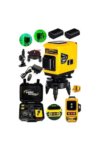Lieber German 360 Dönerli 2 Akülü 45 Metre Nişangah 12 Köşe Hizalamalı Lazer Metre Lazer Hizalama Makinesi