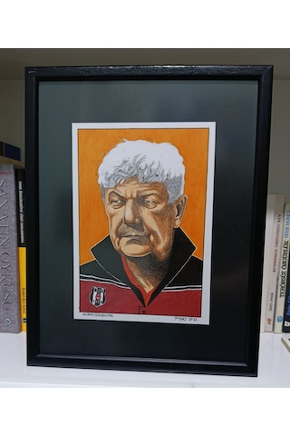 Mircea Lucescu - Siyah Ahşap Çerçeveli Orijinal Çizim