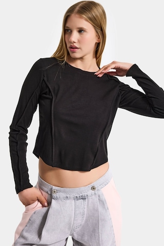 it's basic Kadın Siyah Renk W5 Organik Kumaş Crop Fit Body