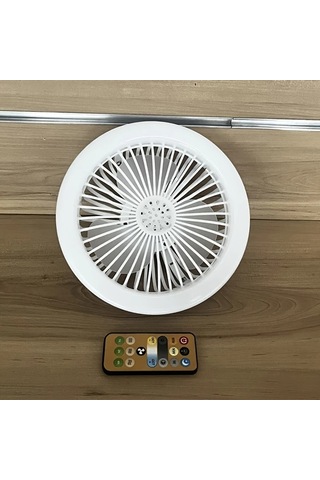 Boatshop1 1 Akıllı Tavan Fanı Işığı Uzaktan Kumanda E26 E27 Soket Ayarlanabilir Işık Fan Yuvarlak 1 Takım