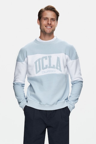 Ucla Archer Mavi Bisiklet Yaka Nakışlı Loose Fit Erkek Sweatshirt Mavi