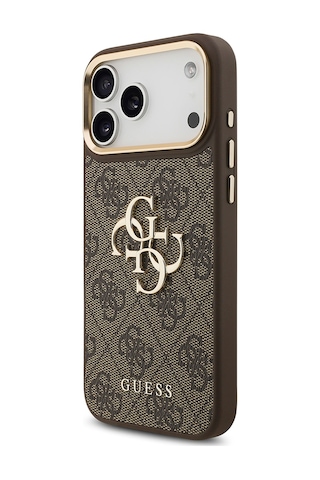 Apple Uyumlu iPhone 17 Pro Max Kılıf Guess Lisanslı 4g Büyük Metal Logolu Kalın Askılı Kapak Kahverengi Kahverengi