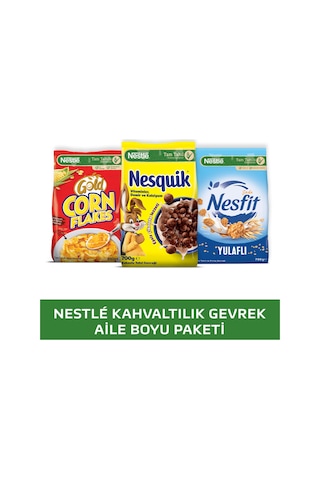 Nestle Kahvaltılık Gevrek Paketi: Nesquık Kakaolu 700g + Nesfıt Sade 700g + Gold Cornflakes 650g