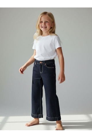 Zekids Kız Çocuk Modern Straight Fit Denim Pantolon-16768 Çok Renkli