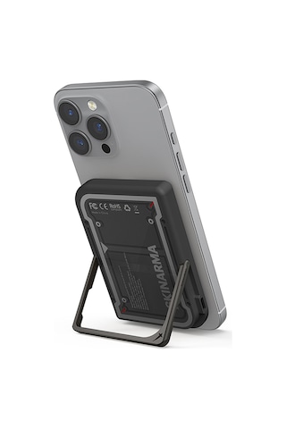 Skinarma Nexus Mecha Kablosuz Powerbank Ve Pd Hızlı Şarj Özellikli Metal Standlı 20w 5000mah Siyah