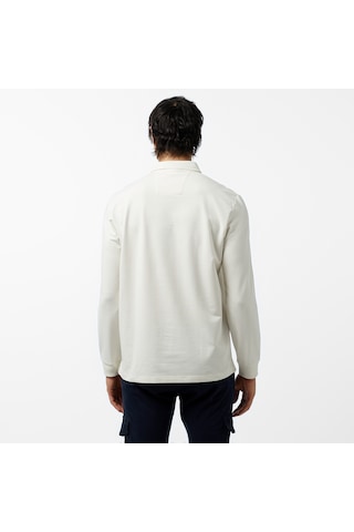 Nautica Erkek Kırık Beyaz Uzun Kollu Polo Düz K47307t Beyaz