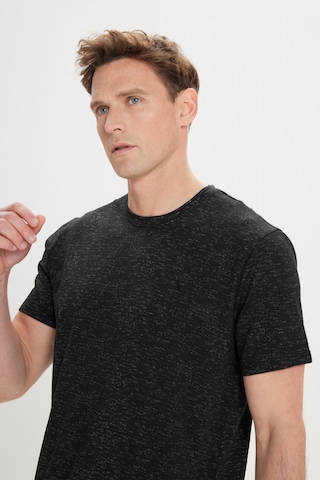 AC&Co / Altınyıldız Classics Erkek Sıyah Slim Fit Dar Kesim Bisiklet Yaka Pamuklu Kısa Kollu Tişört SIYAH