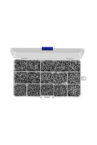 Valkyrie Paslanmaz Karbon Çelik Halkalı Olta İğne Seti 3-12 Numara Balık Kancası 2000 Adet Kutulu