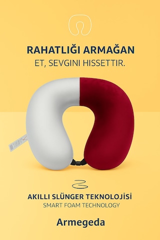 Armegeda Fransız Kadife Seyahat Yastıgı Nar Kırmızısı Yastık Wine Red